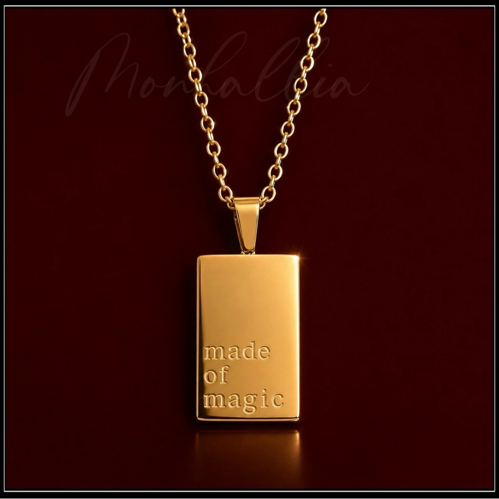 NEW GOLD STEEL LASERCUT MADE OF MAGIC BAR NECKLACE